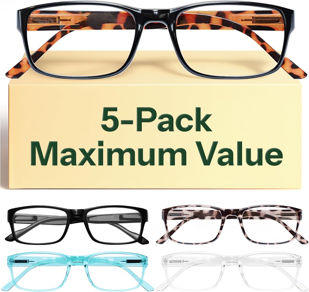 Gaoye Professional Reading Glasses for All Day - Computer Readers with Blue Light Protection - Value Pack