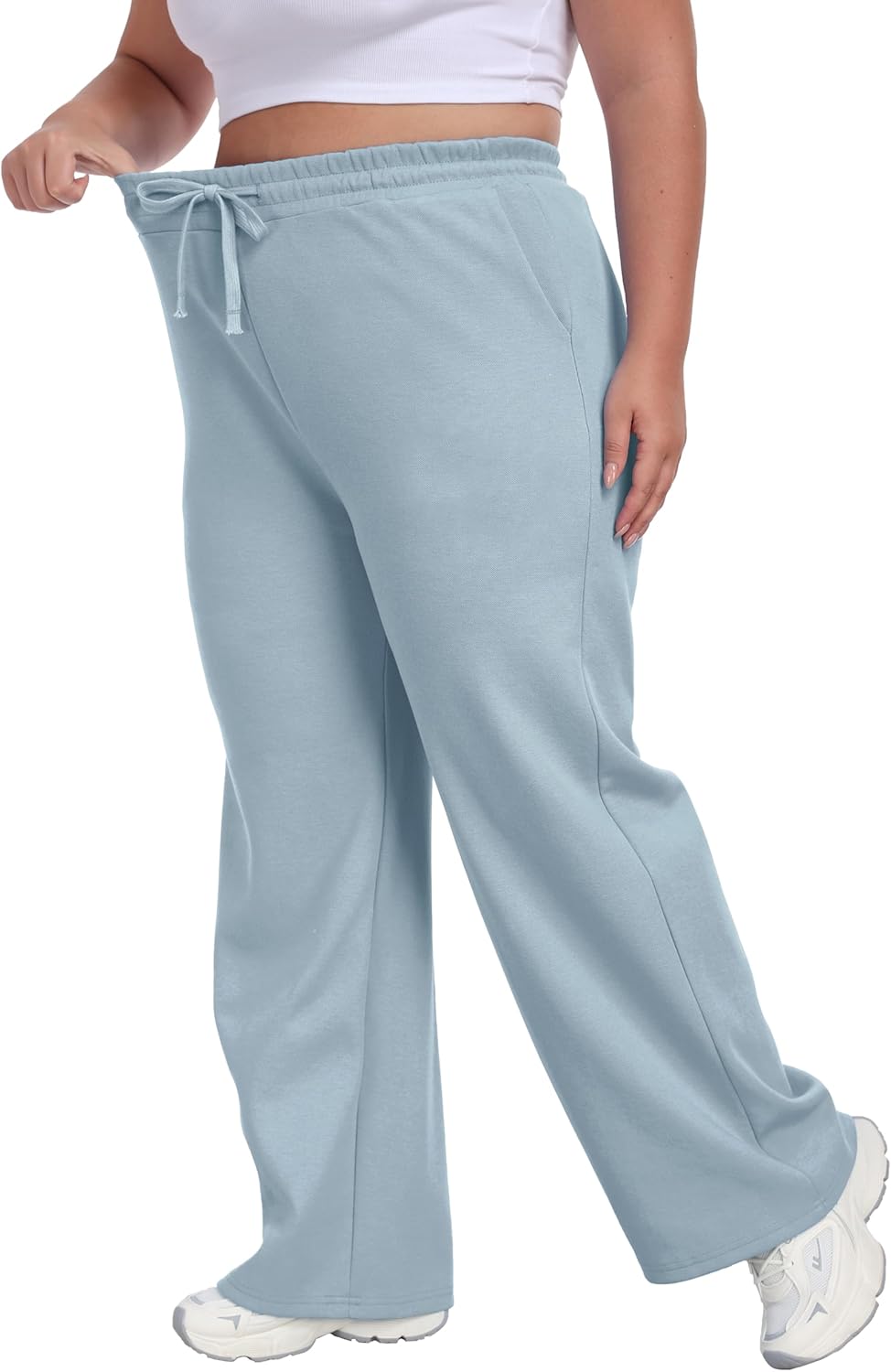 Cheapestbuy Womens Plus Size Sweatpants Straight Leg Baggy Pants Drawstring Casual Pants Athletic Joggers with Pockets - Image 2