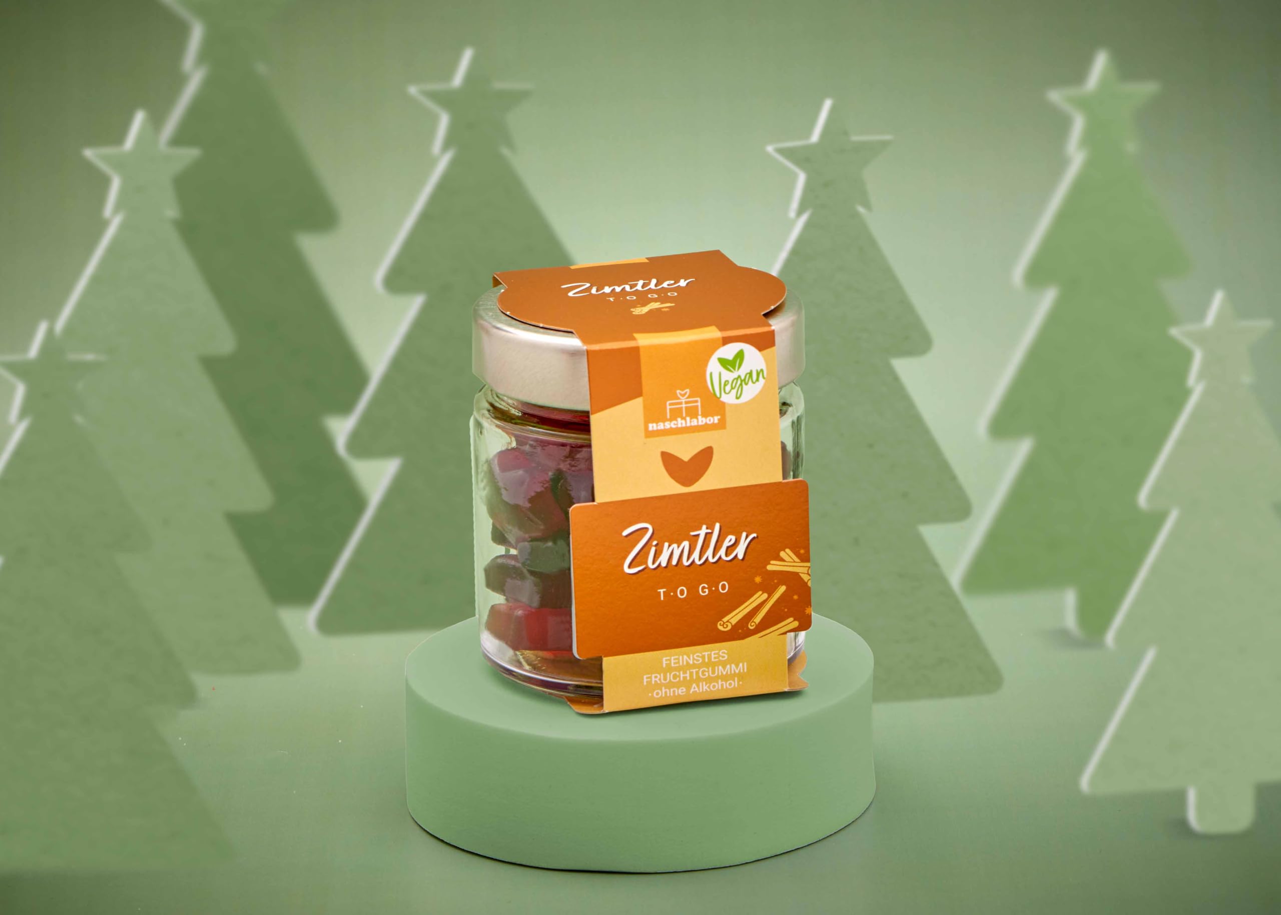 8 Stück Alkoholfreie u. hochwertige Weihnachts-Fruchtgummi 120g | Zimtler To Go vegan | süßes, veganes Feinkost-Geschenk zu Weihnachten | Große Verpackung