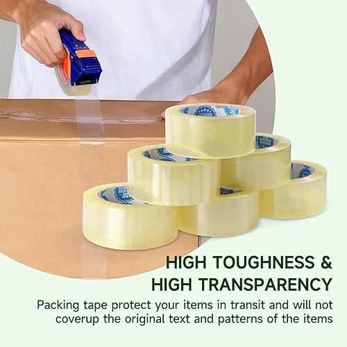 Miniatura 6 de Cinta de embalaje de alta calidad de 2.0 mil de 3 pulgadas x 110 yardas (24 rollos) Cinta de embalaje transparente para envío, cinta adhesiva