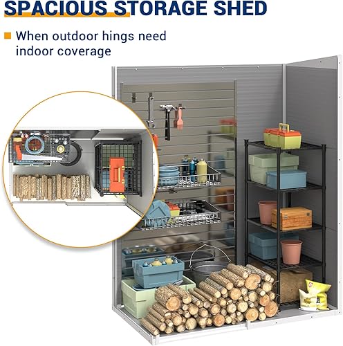 Miniatura 3 de UDPATIO Cobertizo de almacenamiento de resina para exteriores, 5 x 3 pies, cobertizo de jardín de plástico para bicicleta, bote de basura,