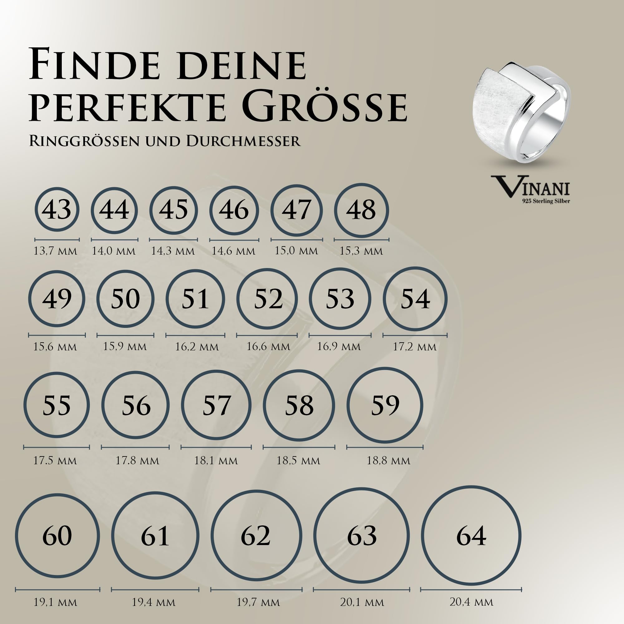 Vinani Damenring, 925 Sterling Silber – Schichten-Design mit 3 Ebenen, gebürstet und poliert, breites massives Band, handgefertigter zeitloser Schmuck für Damen