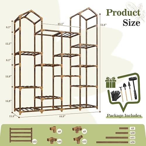Miniatura 8 de EnHomee - Soporte para plantas de interior, soportes para plantas de exterior, estante alto para plantas de 15-21 macetas, soporte de plantas