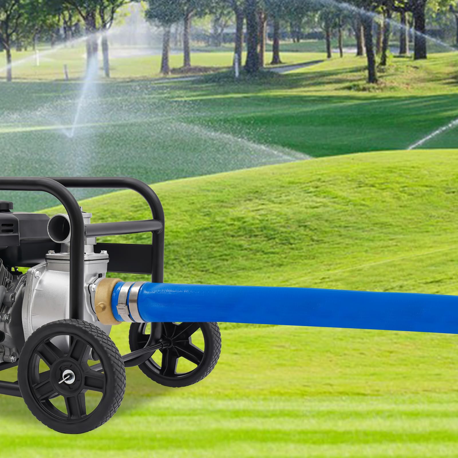 Manguera plana de 2 pulgadas x 100 pies (30 m) – Manguera de construcción para bomba sumergible, manguera de drenaje de alta presión 90 PSI, riego de agricultura y jardín, manguera de PVC con