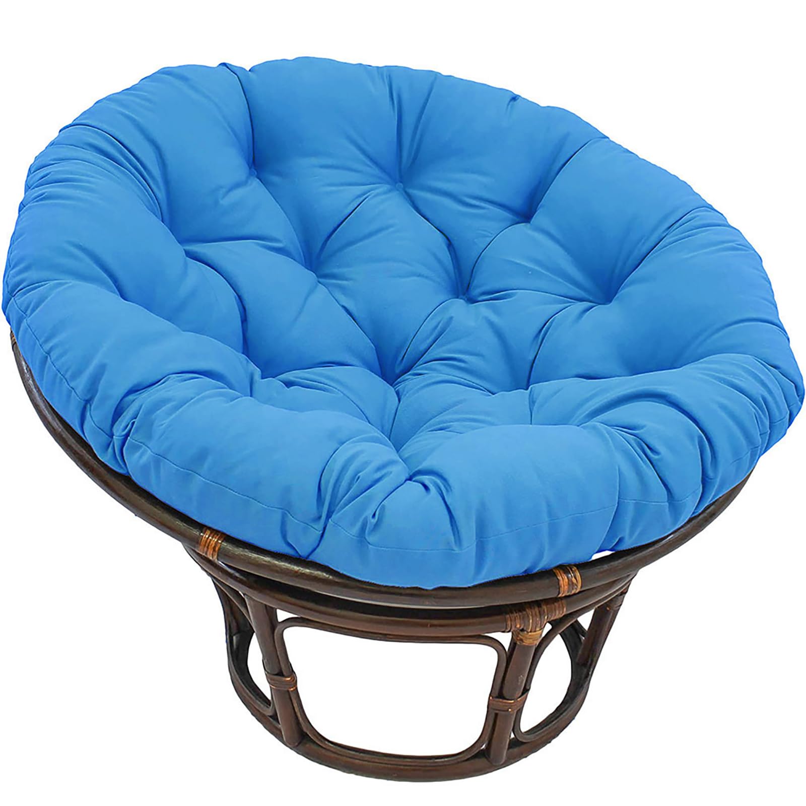 Large Round Papasan Chair Cushion, Thicken Papasan Chair Pads, Rattan Hanging Basket Cushion for Outdoor Garden, Balcony and Living Room (Blue, 80x80cm)