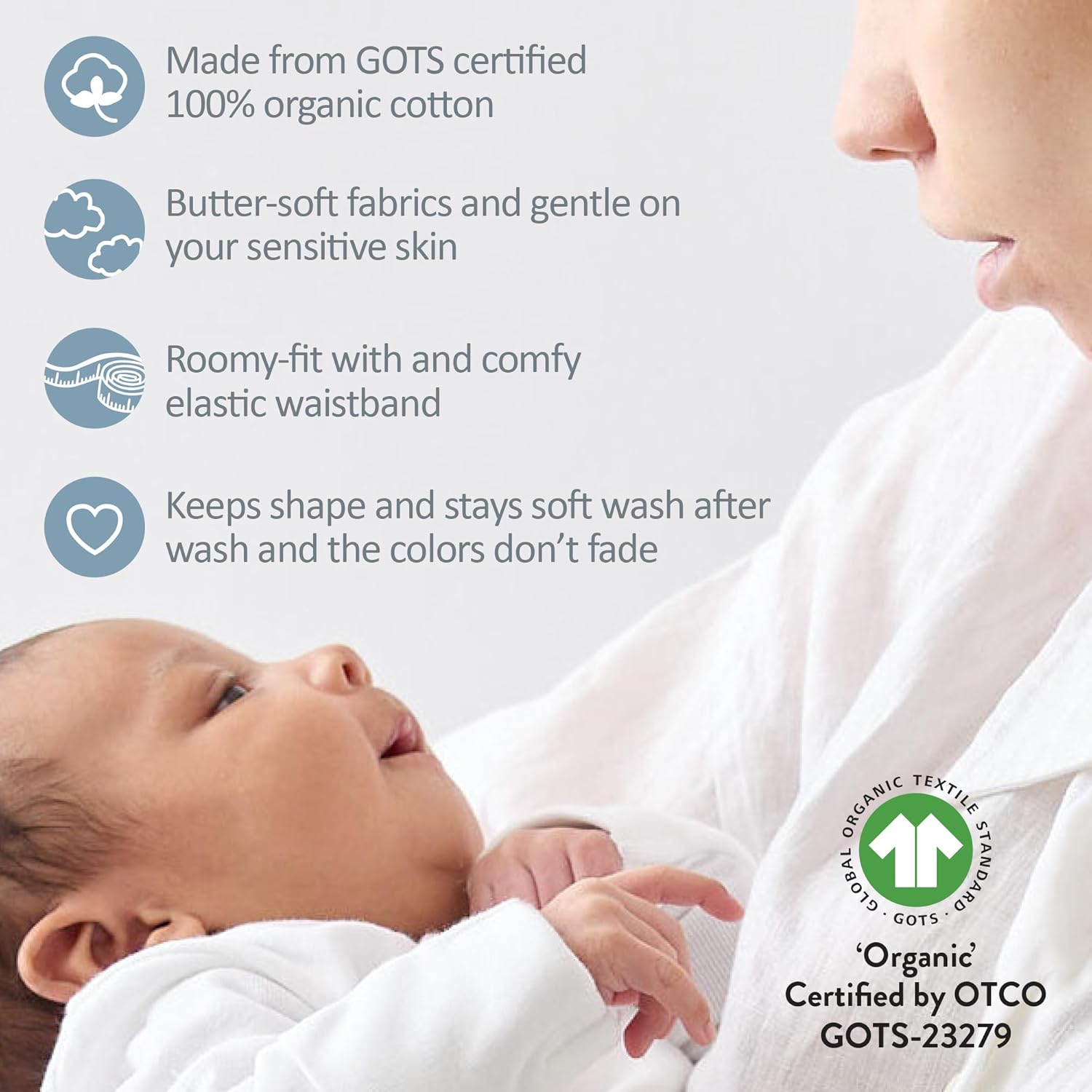 Unisex-Baby Fallon 3-Pack Footed Pants 100% Organic Cotton Bottoms for Baby Boys & Girls - Image 6