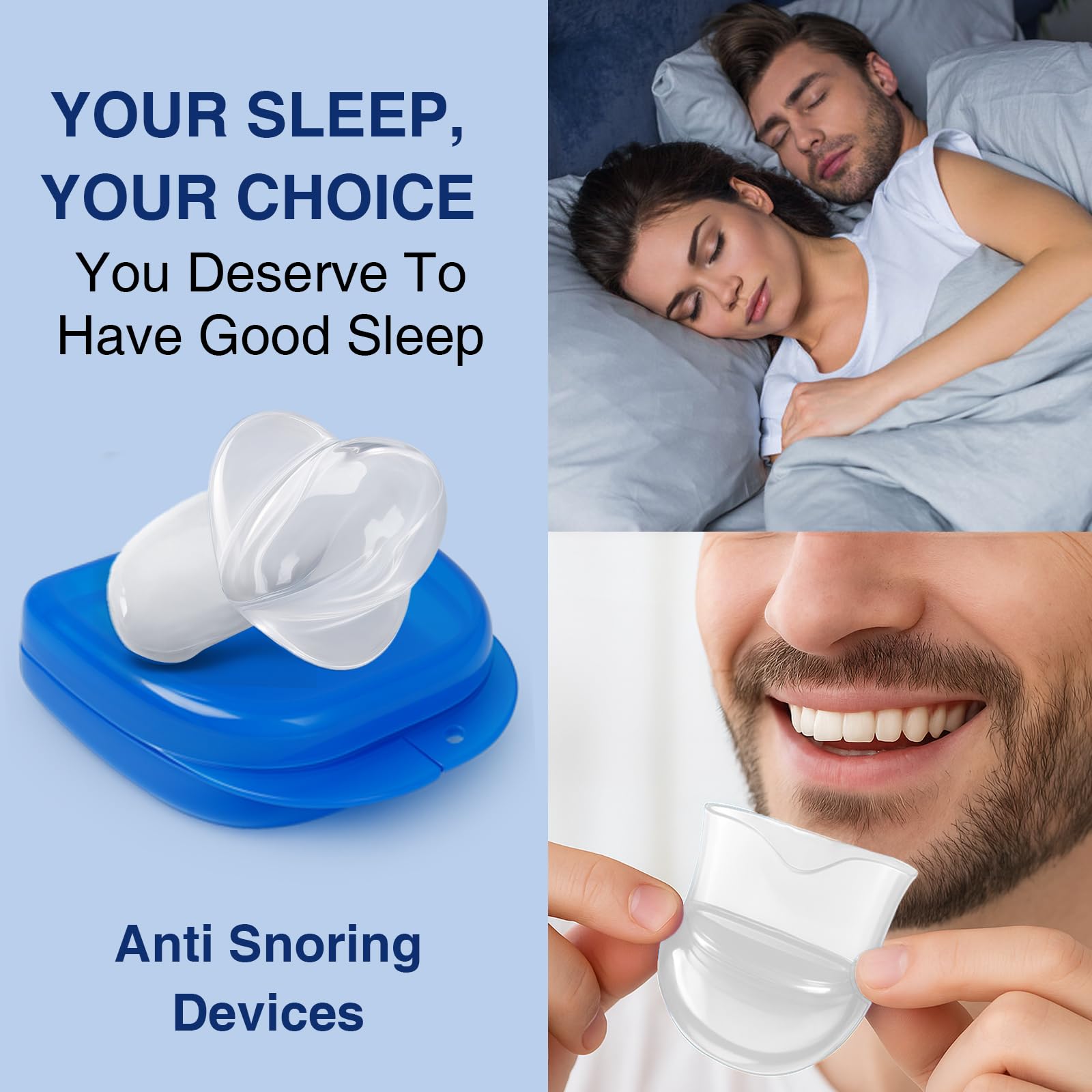 Dispositivo antironquidos, solución para dormir para hombres y mujeres, solución reutilizable para ronquidos -F03