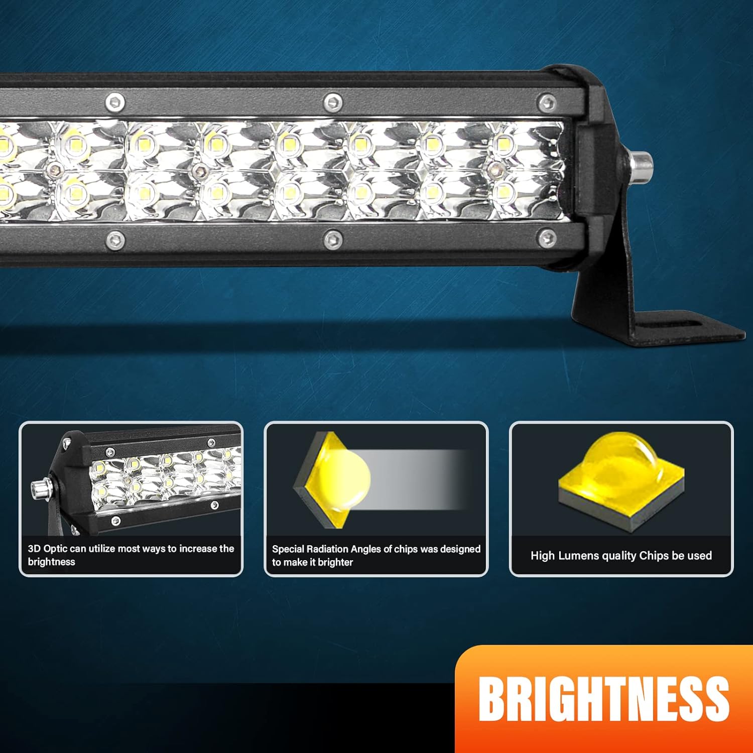 Willpower 20 Inch 144W LED Light Bar 12V 24V Slim Off Road Driving Lights IP67 Waterproof Spot Beam Work Fog Lamps for 4X4 Offroad Truck Car ATV SUV Vehicle Boat Lighting