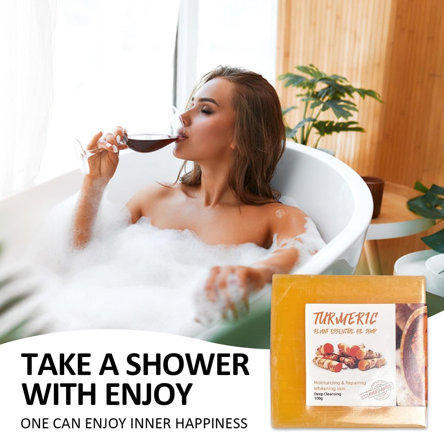 100g Acid Soap Bar, Handmade Pure Turmeric Soap Antibacterial Acne Hyperpigmentation Smooth Skin For Face & Body, Skincare Face Care - Image 3