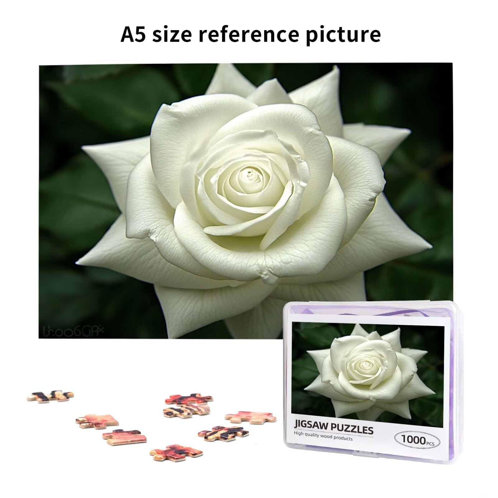 Puzzle 2000 Teile, Puzzle Erwachsene, Holzpuzzle Blume Impossible Jigsaw, Clevere Rätsel, HD Farbe Jigsaw mit Geschenkbox Verpackung for Aesthetic Room Decor, Geschenke für Frauen Rose 100x70cm p-1934