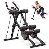 MERACH Ab Machine, Adjustable Ab Trainer Machine, AB Workout Equipment for Home Gym, Independent Dual Tracks for Mountain Climber, Foldable for Home Exercise, Load Capacity 440 LBS Black&red