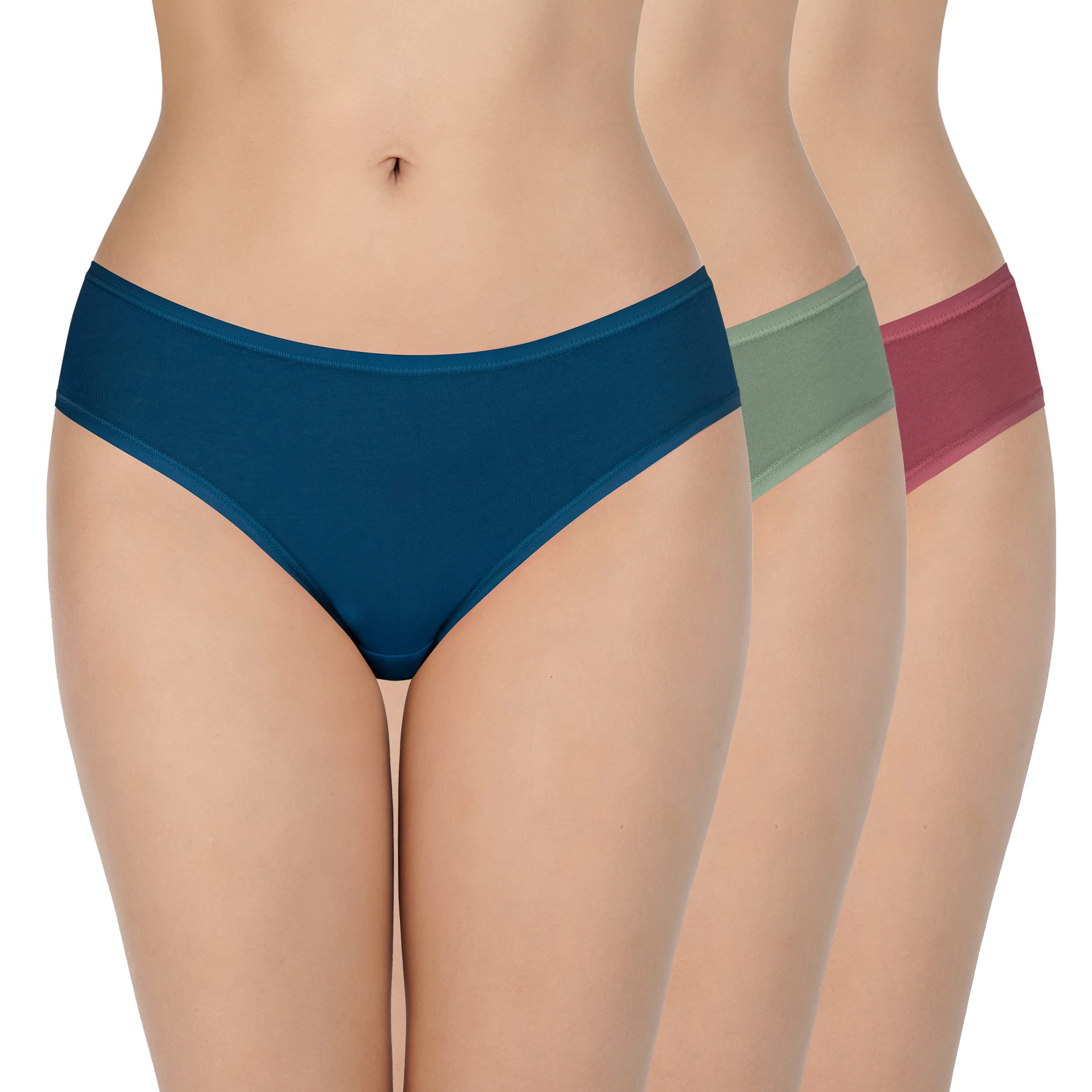 Solid Low Rise Cotton Bikini Panty Pack(Pack of 3)