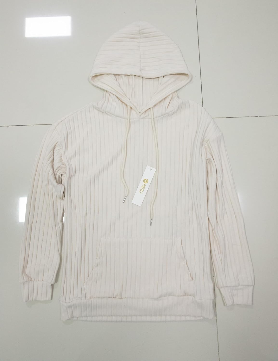 Women’s Casual Pullover Hooded Sweatshirts with Pockets, Beige