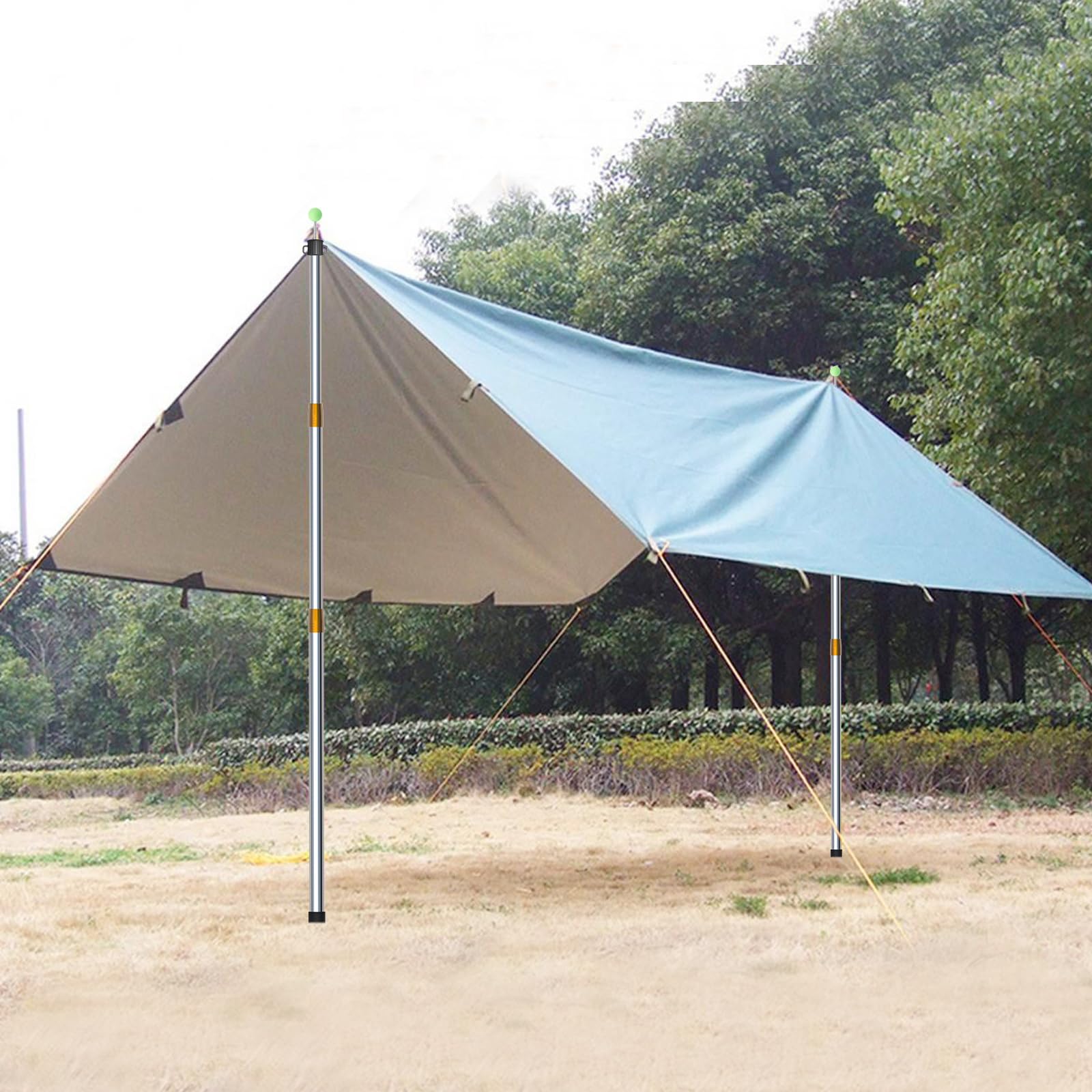 KOMCLUB 2 piquets Mât de Tente télescopique, Tente de Camping pour bâche, auvent, Porche, voiles de Soleil, bâche en Aluminium, télescopiques réglables
