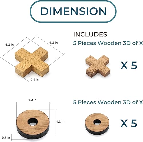 Miniatura 3 de Tic Tac Toe - Juego de mesa de madera para niños, para la familia, mesa de centro Tic Tac Toe para decoración de sala (solo piezas X-O)