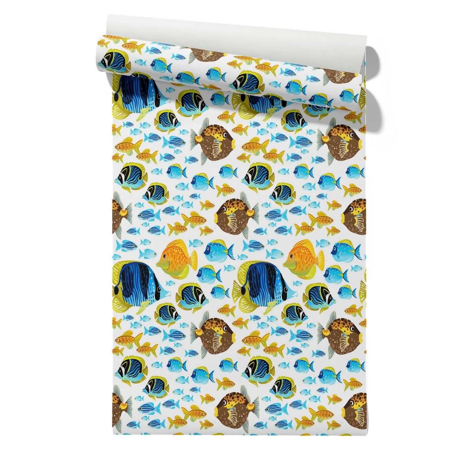 CEVAN Bedroom Wallpaper Drawer Liners Kitchen Fish Cute Cartoon Adults For Wardrobe Peel And Stick Vinyl Wallpaper Kitchen Decor 45x300cm