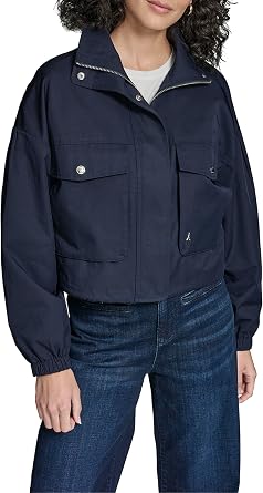 KARL LAGERFELD Women's Cropped Drop Sleeve Bomber Jacket
