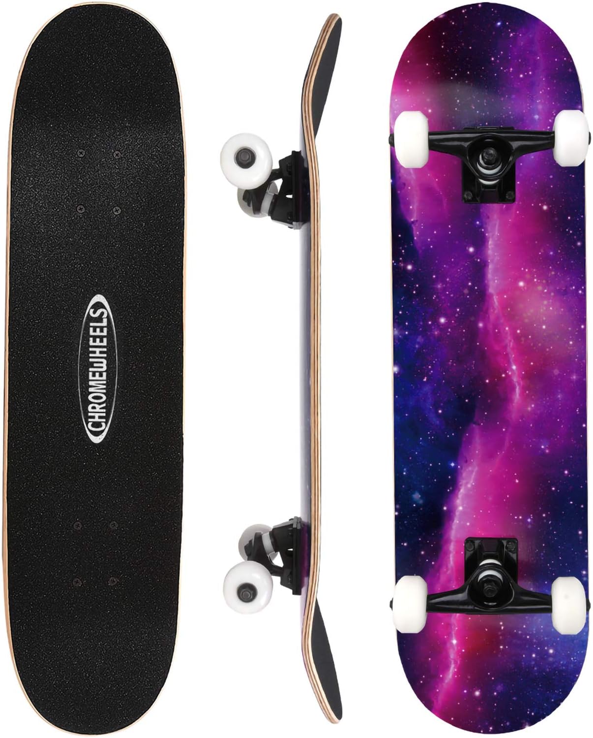 31 inch Skateboard Complete Skateboards Double Kick Skate Board 7 Layer Canadian Maple Deck Skateboard for Kids and Beginners