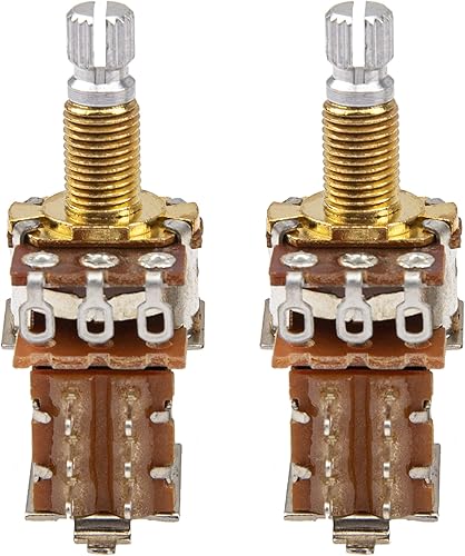 Miniatura 2 de 2 piezas Yootones A500K Push Push Push Guitar Potenciómetros Potenciómetros largos de cobre con eje dividido compatible con accesorios de guitarra