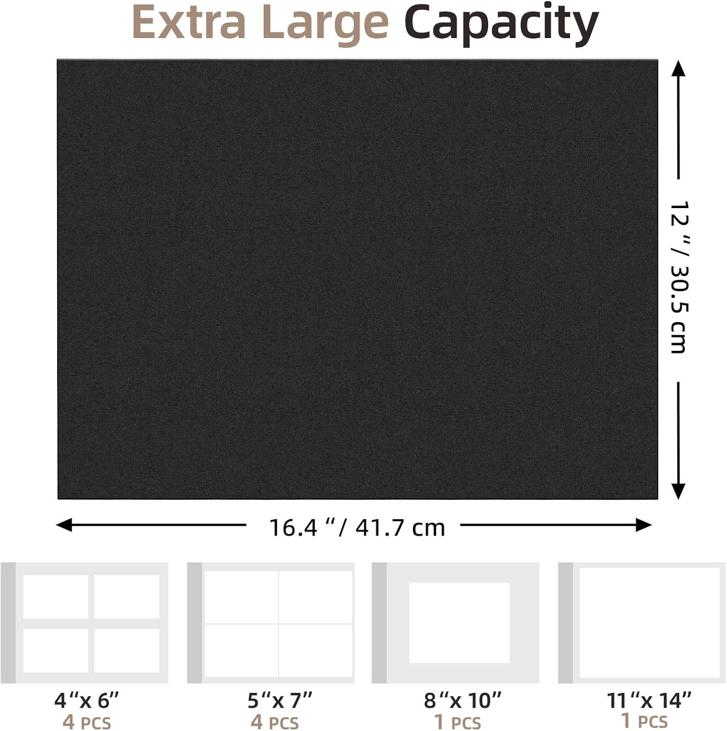 Vienrose Extra Large Self Adhesive Photo Album for 11" x 14" Photos (Black), Art Portfolio Binder, Graduation & School Memory Book, Certificate & Presentation Binder, 10 Sheets 20 Pages, 12"x16.4"