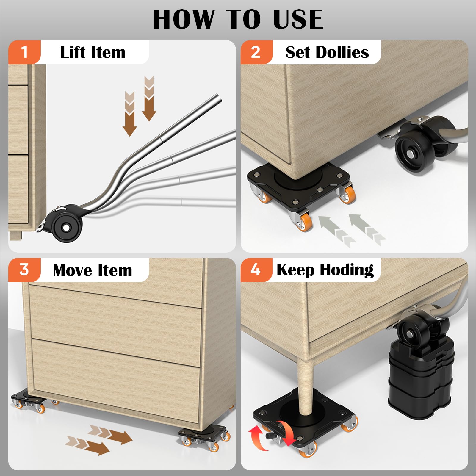 ONEON Kit Ruedas Mover Muebles Pesados con Elevador