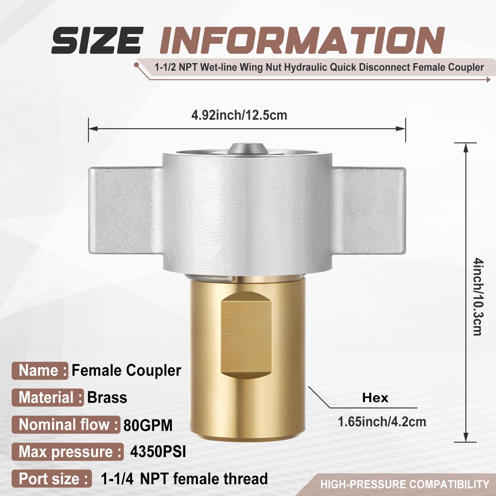 1 confezione da 1-0,6 cm Npt Wet Line Dado ad alette idraulico
