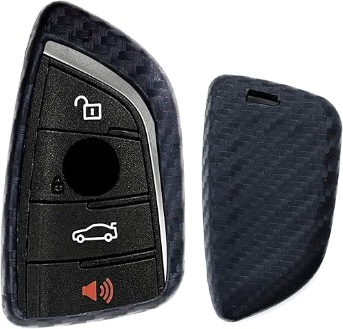 iJDMTOY Funda de silicona suave con patrón de fibra de carbono compatible con BMW 2016 en adelante X1, 2019 en adelante X4, 2014 en adelante X5,