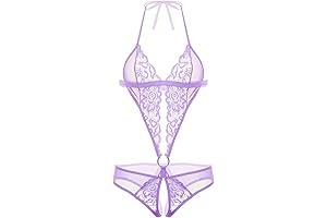 Women Deep V Mesh Bodysuit Lingerie Lace Teddy