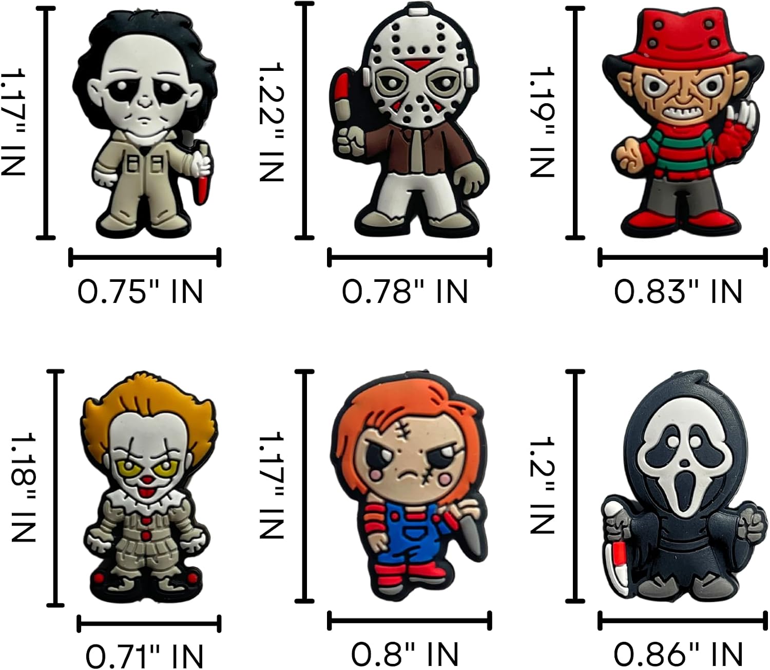 Lashicorn Scream Character Horror Silicone Focal Beads 12pk Freddy for Halloween Freshie Cardstock Rounds Bulk Spooky Clown Witch for Beadable Pens Hangers
