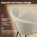 LUE BONA 26 Inch Swivel Bar Stools Set of 3, Counter Height Bar Stools with Back, Upholstered Counter Stools, Faux Leather with Stitching, Metal Legs, Easy Assembly, Light Beige Gray