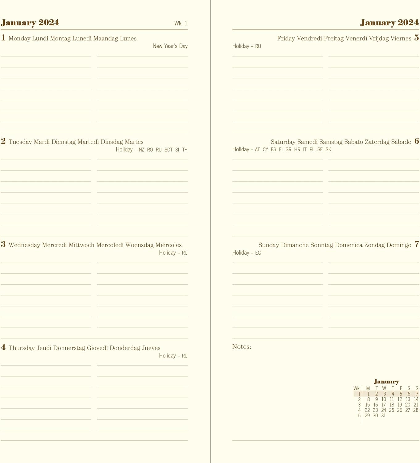Letts Sovereign Slim week to view 2024 diary - black