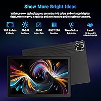 Vista 3 de Tableta, tableta de 10 pulgadas Android 15 con procesador Octa-core, 30GB+128GB+2TB Expand, 6200mAh, 15W carga rápida, pantalla IPS HD 1280x800