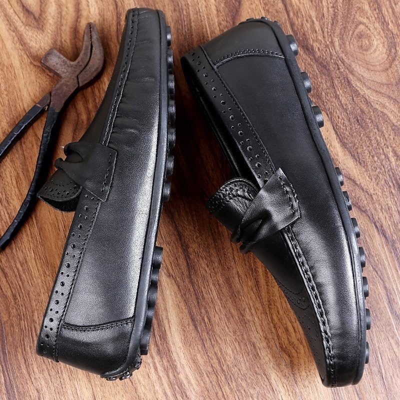 Mens Driving Loafers Pu Leather Vintage Solid Color Anti-Slip Non Classic Slip On2