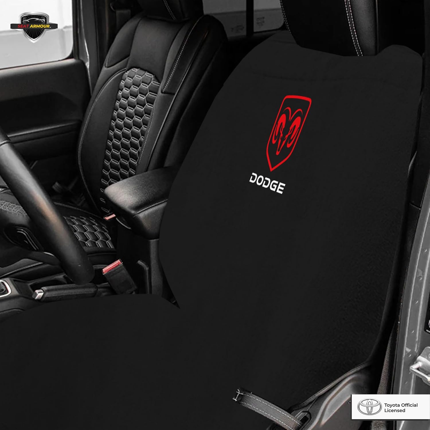 Seat Armour Seat Protector Towel for Dodge - Soft Machine Washable Car Seat Cover Towel - Easy to Install, Multipurpose Car Seat Towel - Black