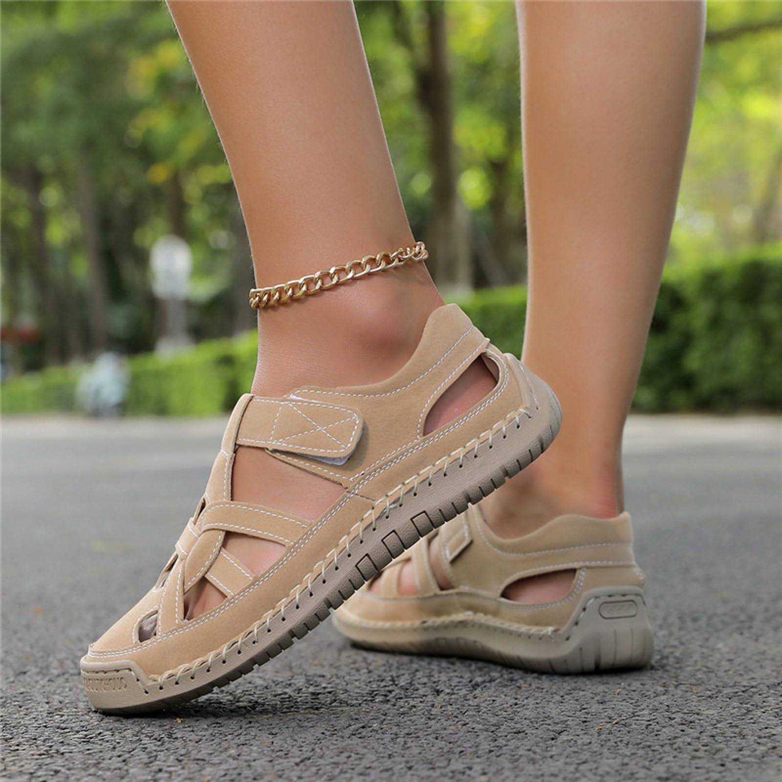 Generisch Damen Schuhe Damen-Sandalen bequem atmungsaktiv für Outdoor-Aktivitäten Freizeit Sport Spaziergänge Wandern Strand sommerliche Unisex-Luftschlappen mit niedrigem Absatz