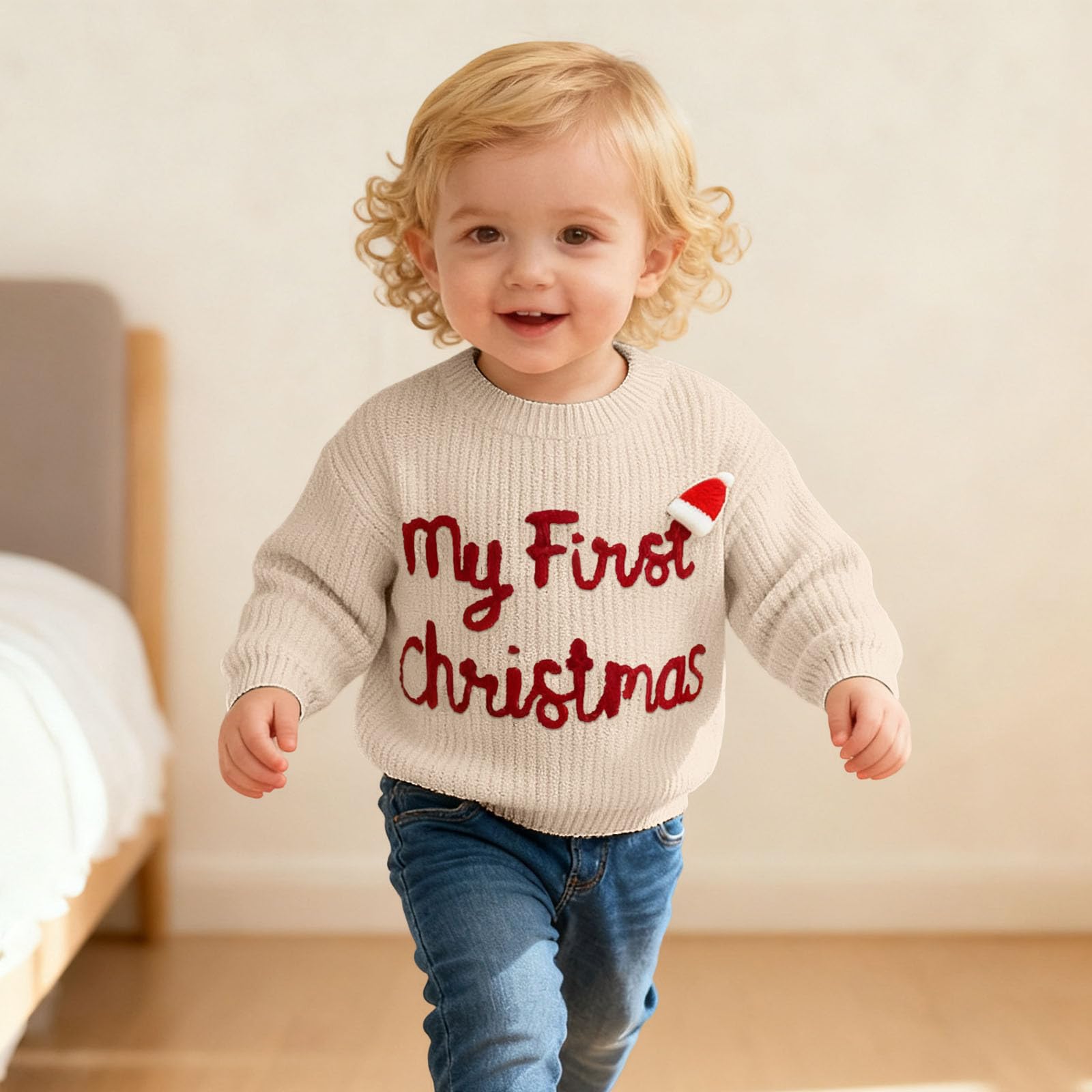 Baby Weihnachtsoutfit - Mädchen Junge Kinder Weihnachtspullover Christmas Outfit Weihnachten Gestrickt Pullover Weihnachtspulli Norweger Strickpullover Winter Warm Weihnachtskleidung