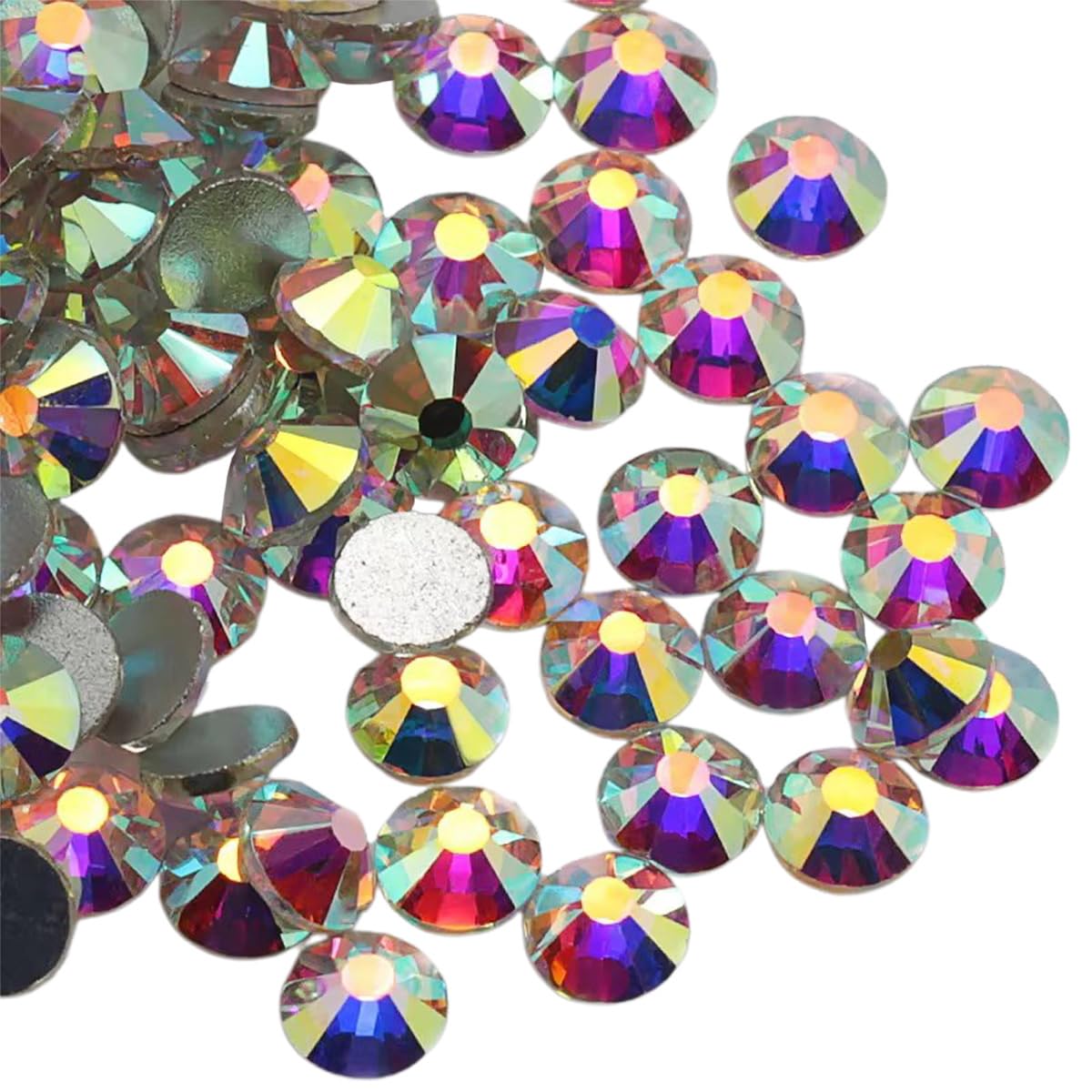 Strass thermocollants en verre cristal ronds à dos plat pour customisation 288 pièces