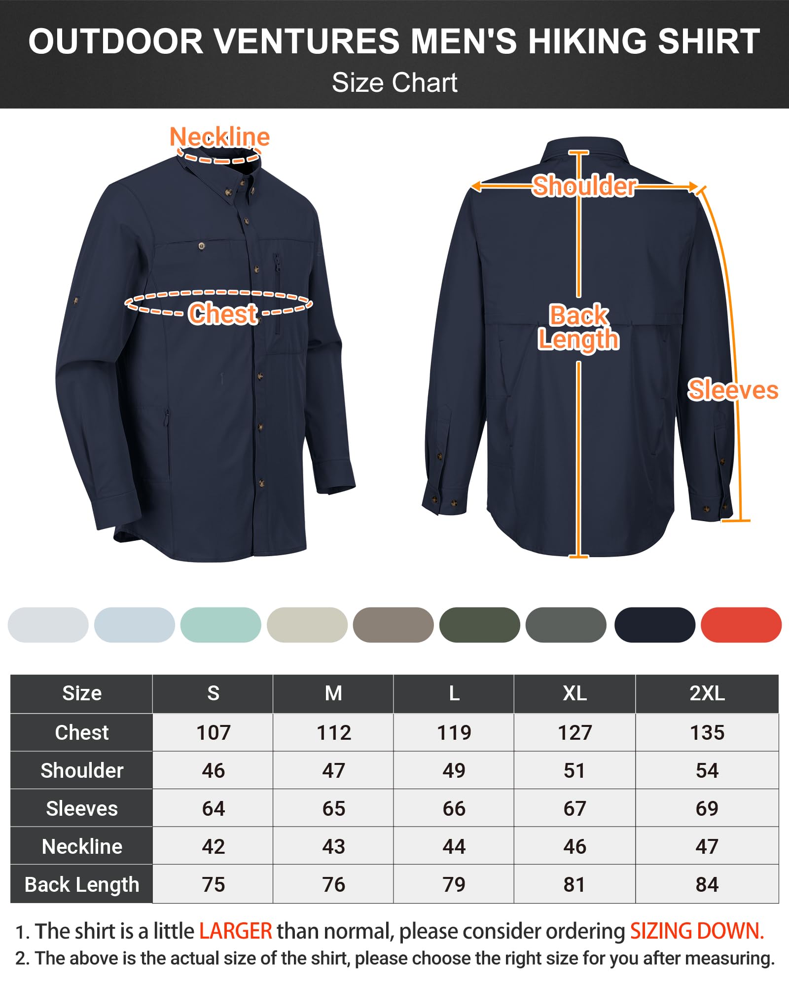 Camicia da uomo a maniche lunghe, da uomo, ad asciugatura rapida, leggera, funzionale, traspirante, 50+, protezione UV con tasche, per pesca, corsa, escursionismo, campeggio