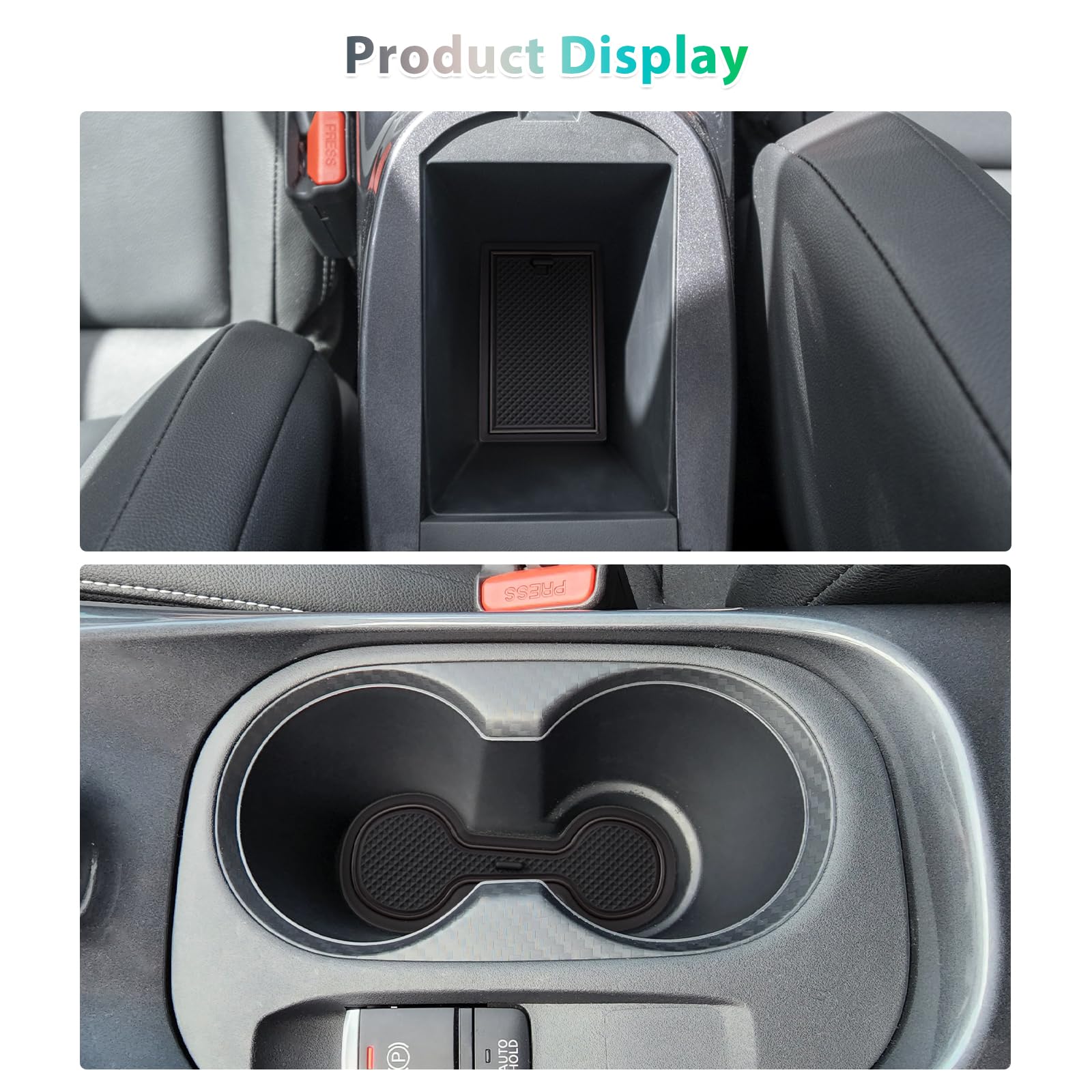 GAFAT Compatibile con Nissan Juke F16 2020-2024 2025 (Freno Elettronico) Tappetini Antiscivolo, Juke Hybrid Tappetini in Gomma, Console Centrale, Cuciture Porte, Accessori Juke F16 (Nero)