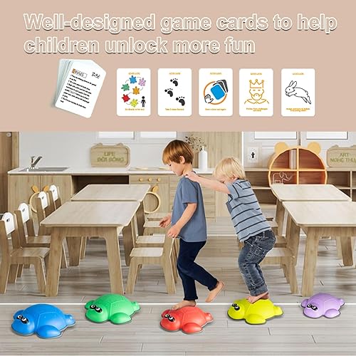 Miniatura 5 de Gentle Monster Stepping Stones para niños, juego de 6811 piezas para equilibrio con parte inferior antideslizante, coordinación de ejercicio y