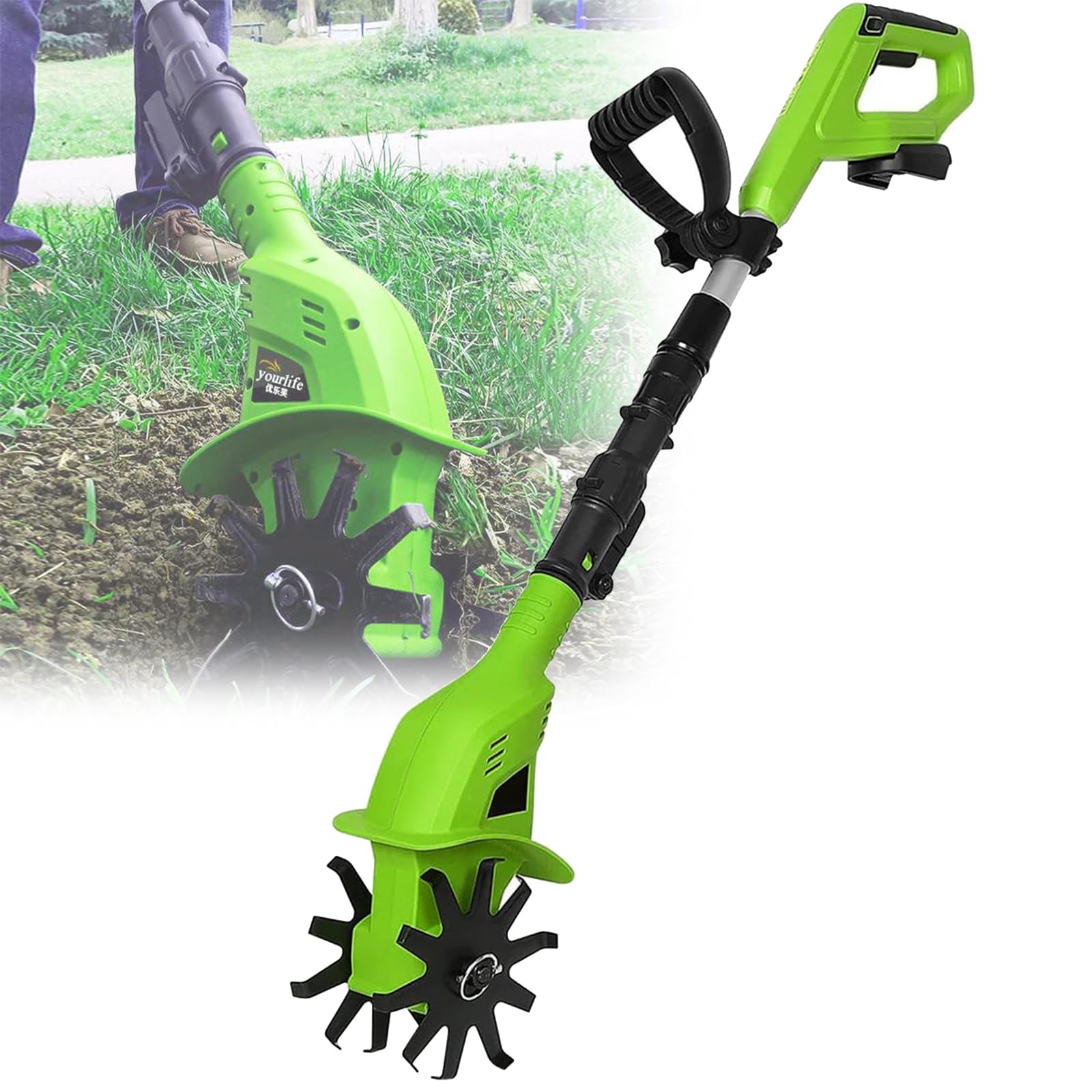 Cultivateur sans fil électrique de jardinage largeur 10cm réglable