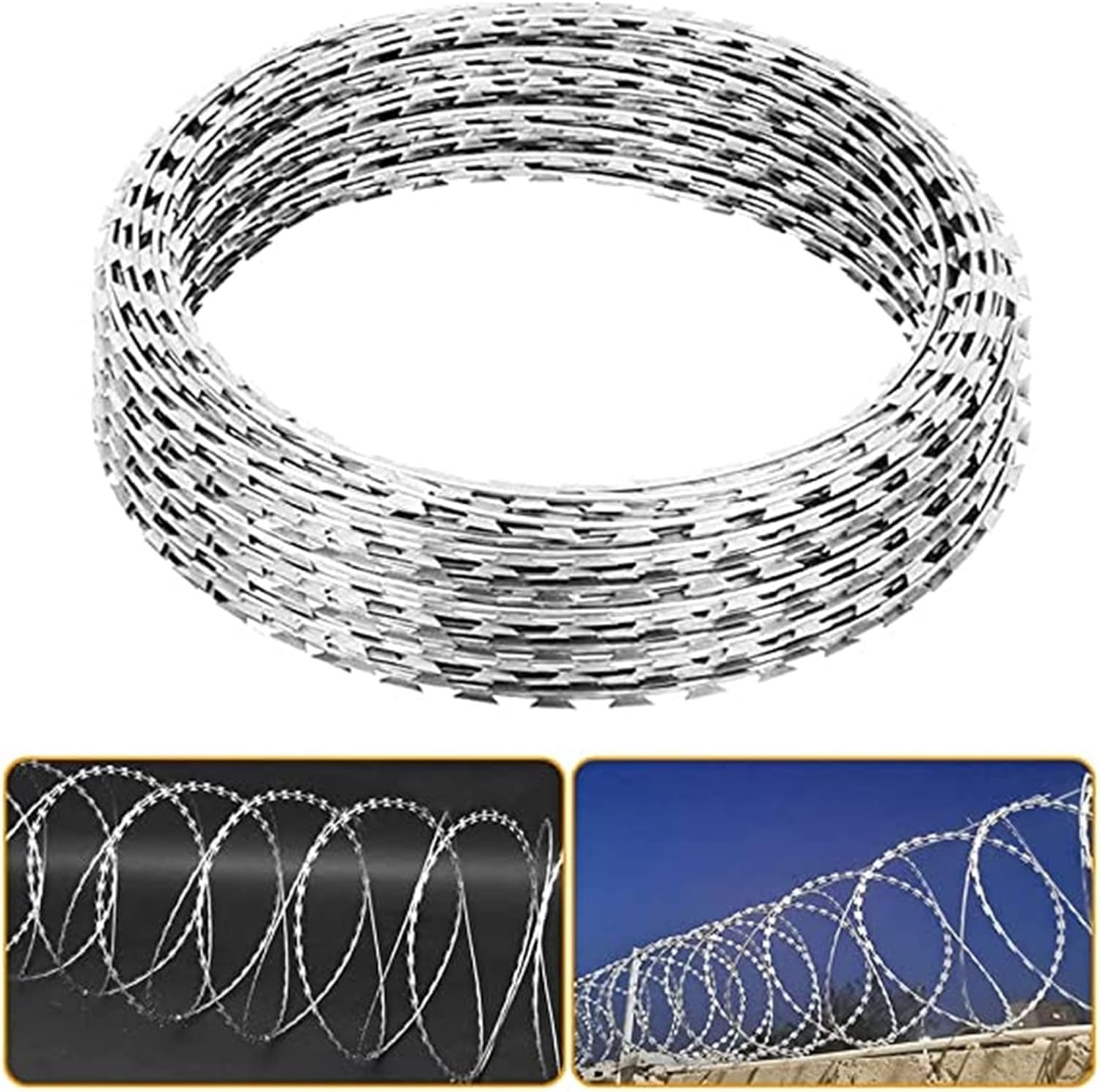 Recinzione di filo spinato zincato - Maglia metallica resistente alle intemperie per recinzioni sicure Filo laminato per la fabbrica e l'azienda agricola Rete in acciaio resistente.