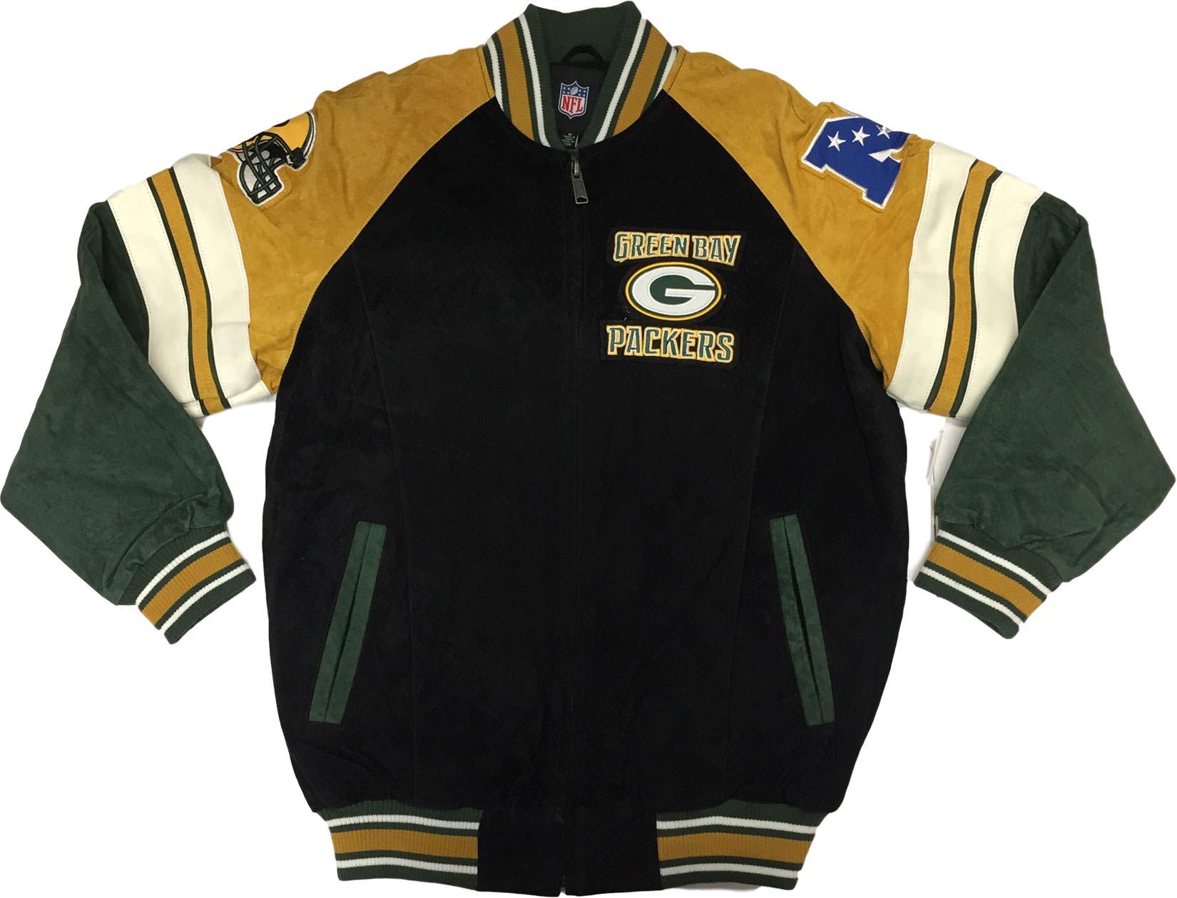 G-III Sports Green Bay Packers Mens Varsity Suede Leather Jacket (2XL)