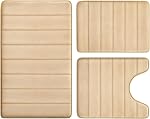 Bathroom Rug and Mat Set,3 Piece Bathroom Rugs Set Memory Foam Bath Mats,Memory Foam Bath Mat and U-Shaped Toilet Rug,Soft Bath Mats for Bathroom Sets for Bathroom, Shower (Grey)