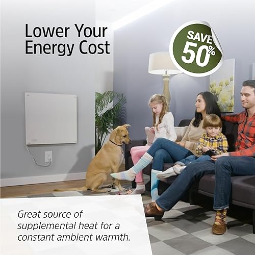 Miniatura 3 de EconoHome Panel calentador de pared con termostato - Calentador eléctrico de pared - 400 W - Panel calentador de espacio de montaje en pared con
