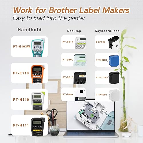 Miniatura 3 de UNOKA Cinta de etiquetas transparente compatible con Brother P-Touch TZe131 TZe-131, cinta laminada Tze negra sobre transparente de 0.47 pulgadas,