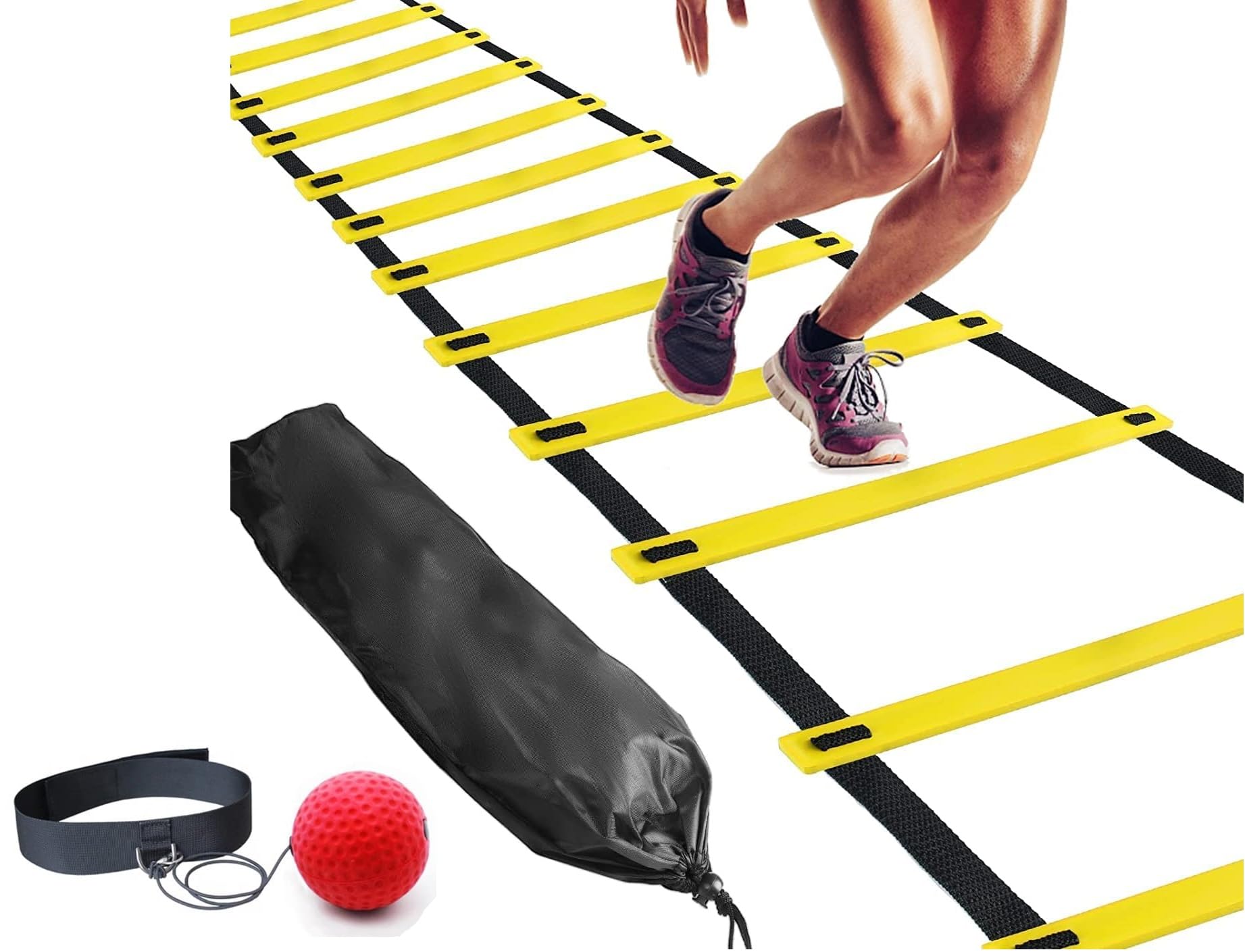Leosportz MMA Boxing Reflex Ball -Improve Reaction Speed and Hand Eye Coordination Training Boxing Equipment for Training at Home, Boxing Gear (Reflex Ball with Agility Ladder) (B0DF5H9QK4) Amazon Price History, Amazon Price Tracker