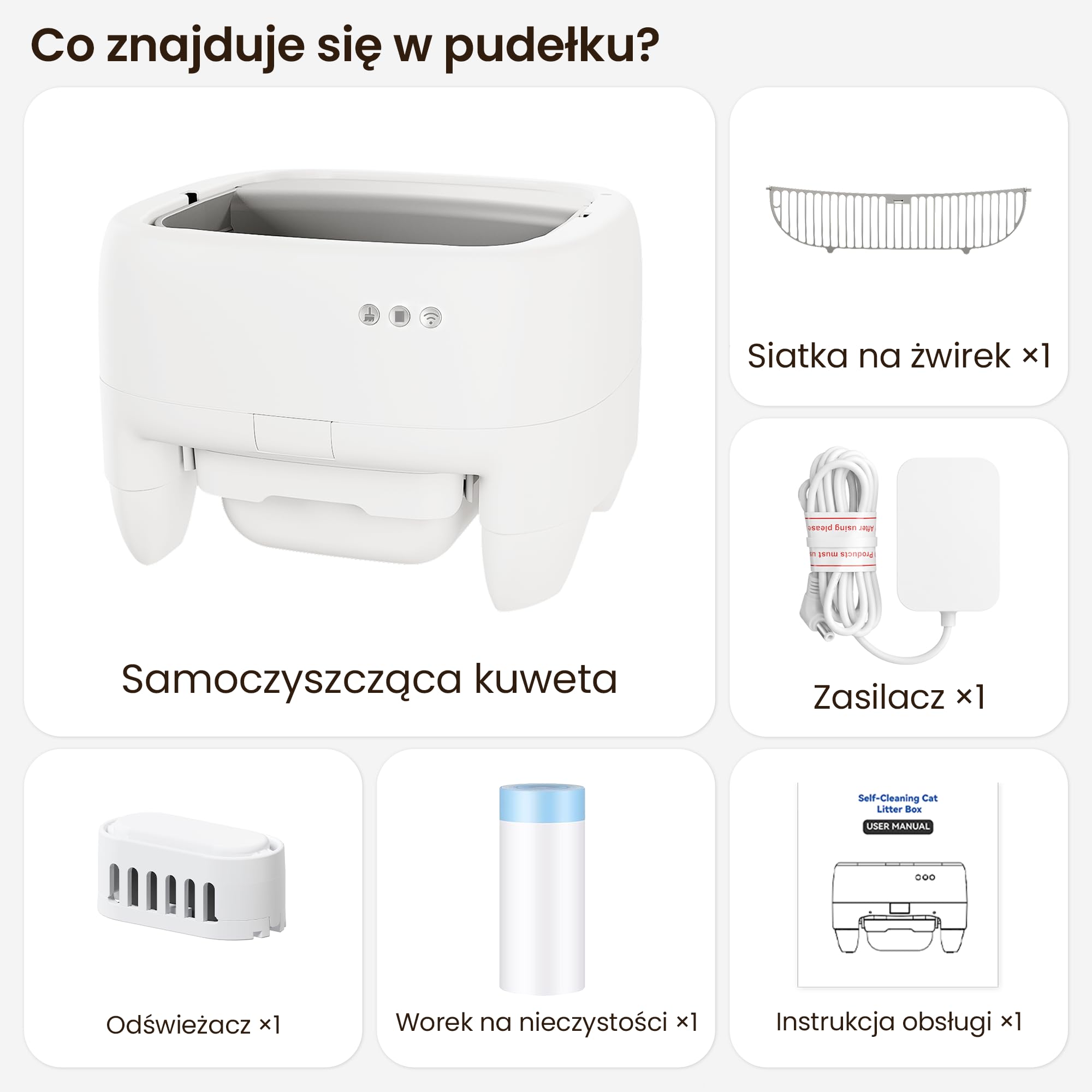 Devoko Samoczyszczący kuweta dla kotów XXL – otwarty design dla dużych