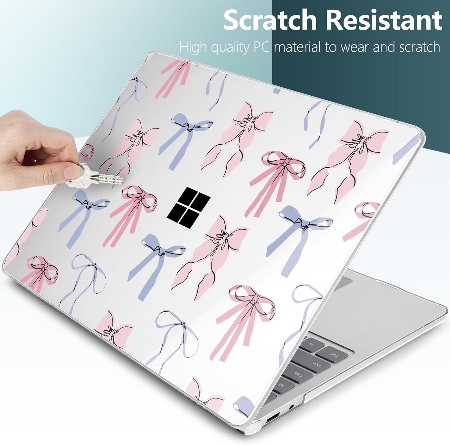 Creative Clear Case for Microsoft Surface Laptop 13 inch Copilot+ PC 2025 (Latest Model), Ultra-Slim Lightweight Protective Cover with Artistic Pattern, Pink Bow - Image 4