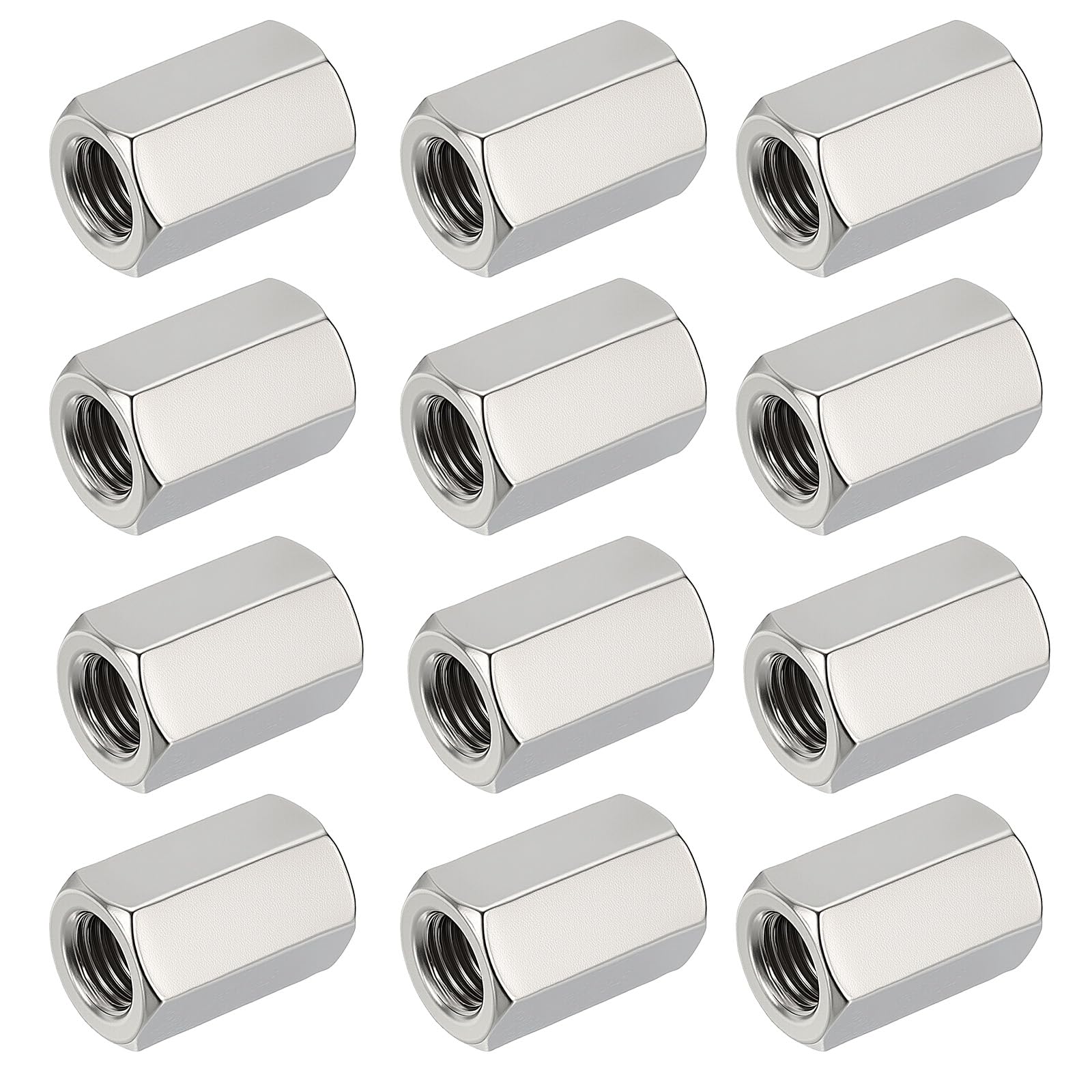 HiPicco Hex Coupling Nuts, 1/2-13 UNC 20mm/0.79" Length, 12 Pack 304 Stainless Steel Rod Coupling Nut for Threaded Rods & Studs